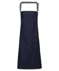 District waxed-look denim bib apron PR134