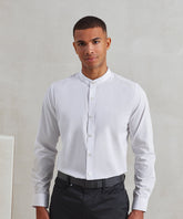 Banded collar grandad long sleeve shirt