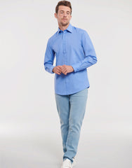 Russell Collection Men's Long Sleeve Tailored Polycotton Poplin Shirt 924M