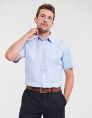 Russell Collection Men's Short Sleeve Tailored Herringbone Shirt 963M