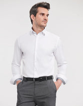 Russell Mens L/S Contrast H'Bone Shirt