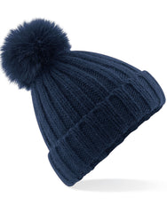 Beechfield Verbier Faux Fur Pop Pom Chunky Beanie B413