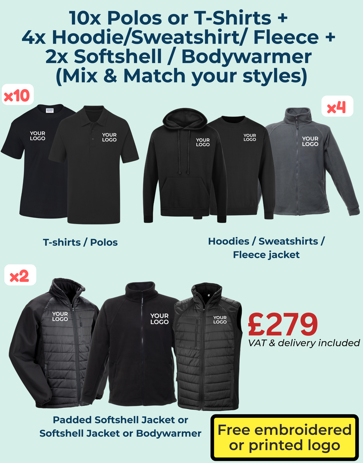 16-Item Advanced Workwear Bundle with Free Logo
