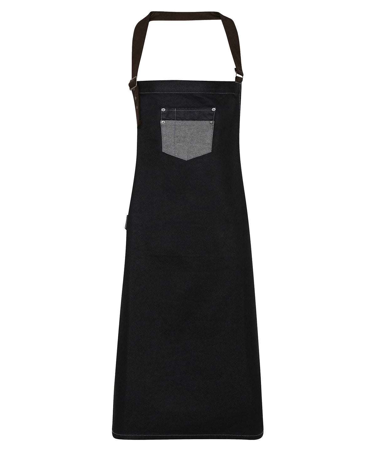 Division waxed-look denim bib apron with faux leather PR136