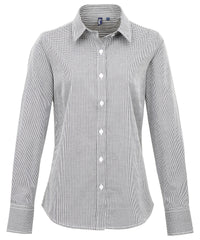 Women's Microcheck (Gingham) long sleeve cotton shirt PR320