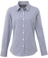 Women's Microcheck (Gingham) long sleeve cotton shirt PR320