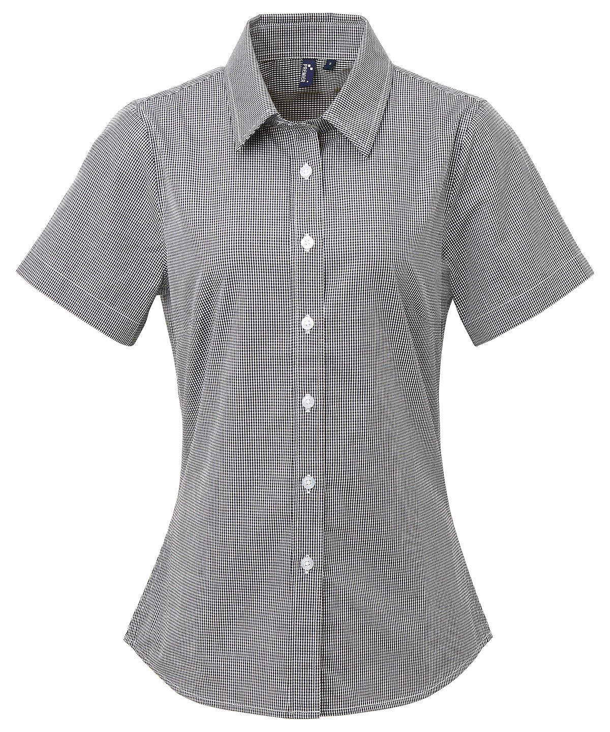 Women's Microcheck (Gingham) short sleeve cotton shirt PR321