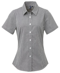 Women's Microcheck (Gingham) short sleeve cotton shirt PR321