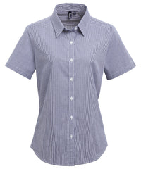 Women's Microcheck (Gingham) short sleeve cotton shirt PR321