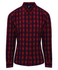 Women's Mulligan check cotton long sleeve shirt PR350