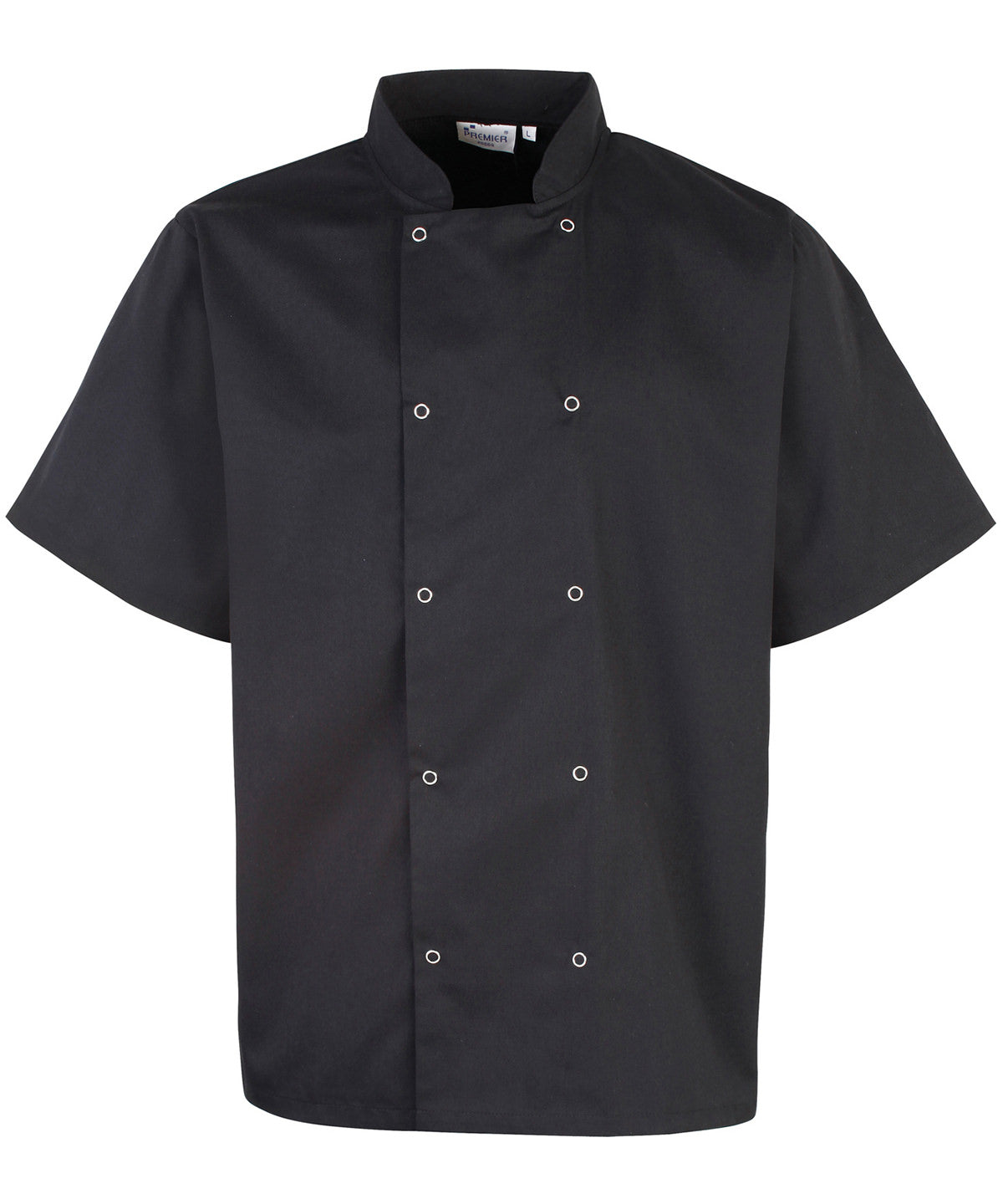 Studded front short sleeve chef's jacket PR664