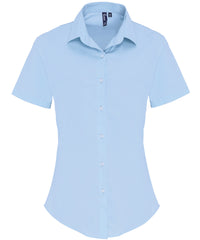 Women's stretch fit cotton poplin short sleeve blouse PR346