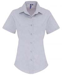 Women's stretch fit cotton poplin short sleeve blouse PR346