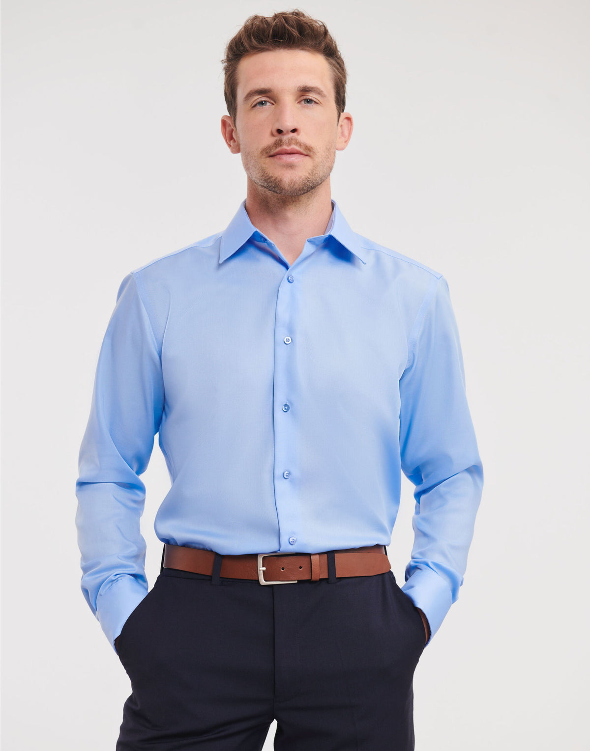 Russell Collection Men's Long Sleeve Tailored Ultimate Non-Iron Shirt 958M