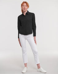 Russell Collection Ladies' Long Sleeve Fitted Polycotton Poplin Shirt 924F
