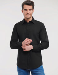 Russell Collection Men's Long Sleeve Tailored Polycotton Poplin Shirt 924M