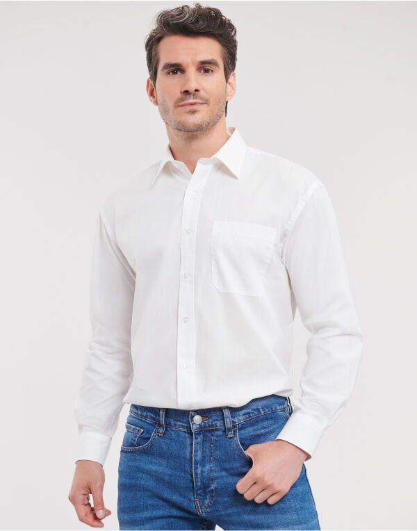 Russell Collection Mens LS PureCot Shirt