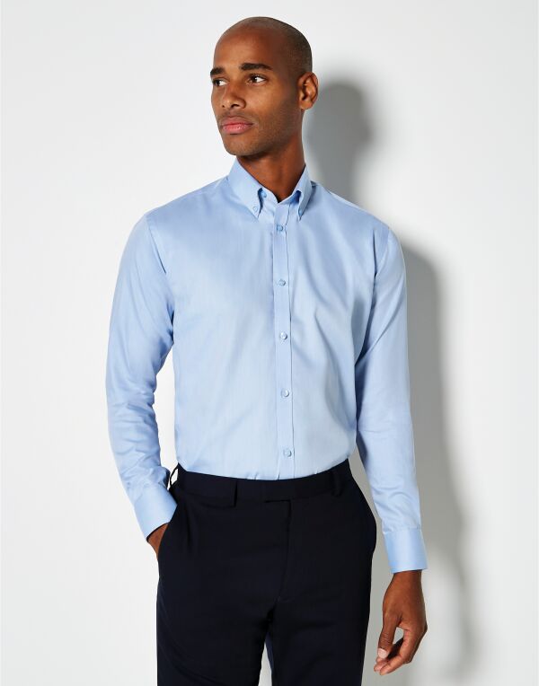 Kustom Kit Men LS Slim Oxford Twil Shirt