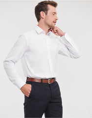 Russell Collection Men's Long Sleeve Tailored Herringbone Shirt 962M
