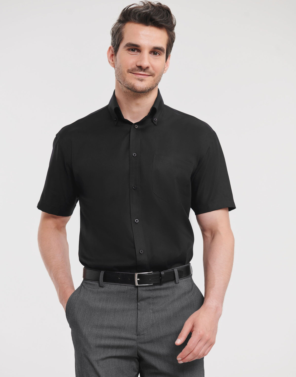 Russell Collection Men's Short Sleeve Classic Ultimate Non-Iron Shirt 957M