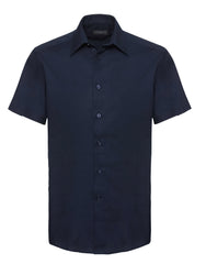 Russell Collection Men's Short Sleeve Tailored Oxford Shirt 923M