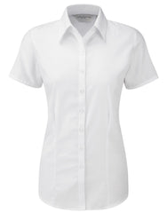 Russell Collection Ladies' Short Sleeve Tailored Herringbone Shirt 963F
